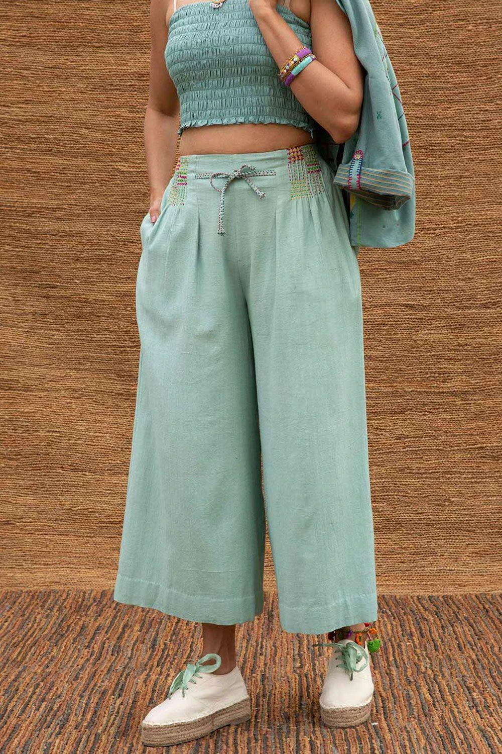Sunira Designs Blue Pleated High Waist Pants 3 Sunira Designs Blue Pleated High Waist Pants - Image 3
