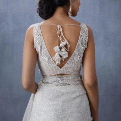 Torani Off White Tulle Aari Work Blouse -Cheap Drapvera Store jpss013b 3