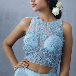 Torani Sky Blue Organza Aari Work Blouse