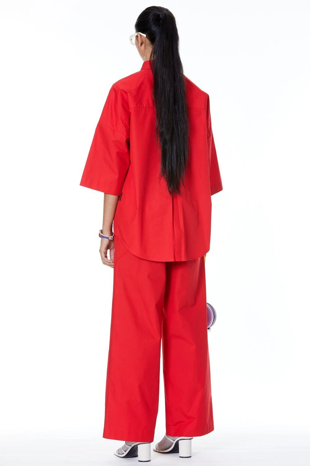 Kanika Goyal Label Red Faux Leather Applique Shirt 3 Kanika Goyal Label Red Faux Leather Applique Shirt - Image 3