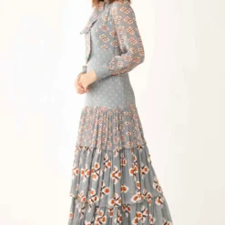 KoAi Blue Printed Layered Maxi Dress 7 KoAi Blue Printed Layered Maxi Dress -Cheap Drapvera Store kofw21002 3
