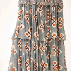 KoAi Blue Printed Layered Maxi Dress 8 KoAi Blue Printed Layered Maxi Dress -Cheap Drapvera Store kofw21002 4