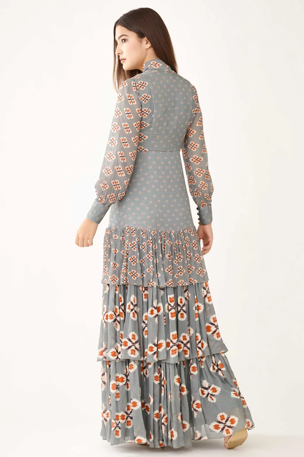 KoAi Blue Printed Layered Maxi Dress 5 KoAi Blue Printed Layered Maxi Dress - Image 5