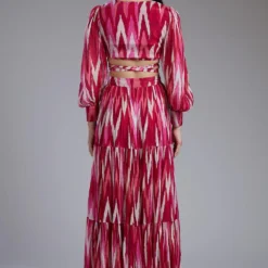 KoAi Chiffon White & Pink Dabu Zig Zag Skirt -Cheap Drapvera Store koss2092 3