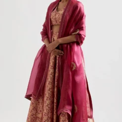 Kshitij Jalori Gulnar Pink Woven Silk Lehenga Blouse Set -Cheap Drapvera Store ksh44 3