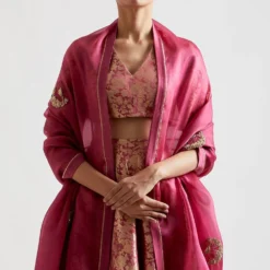 Kshitij Jalori Gulnar Pink Woven Silk Lehenga Blouse Set -Cheap Drapvera Store ksh44 4