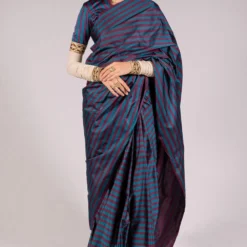 Mimamsaa Teal & Wine V Neck Blouse