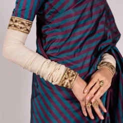 Mimamsaa Teal & Wine V Neck Blouse -Cheap Drapvera Store mim01224 3