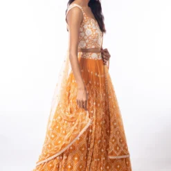 Mishru Jaal Work Orange Lehenga Set -Cheap Drapvera Store mpf 029 ls 3 1