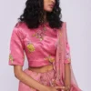 Nadiya Paar Pink Rosette Satin Blouse