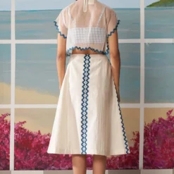 Ikai Ivory Panelled Midi Skirt -Cheap Drapvera Store pls3121 4