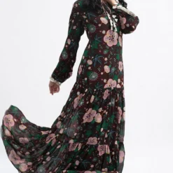 PS Pret By Payal Singhal Brown Abutilon Print Boho Dress