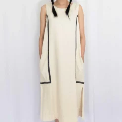 Rias Jaipur Ecru Cotton Denim Dress