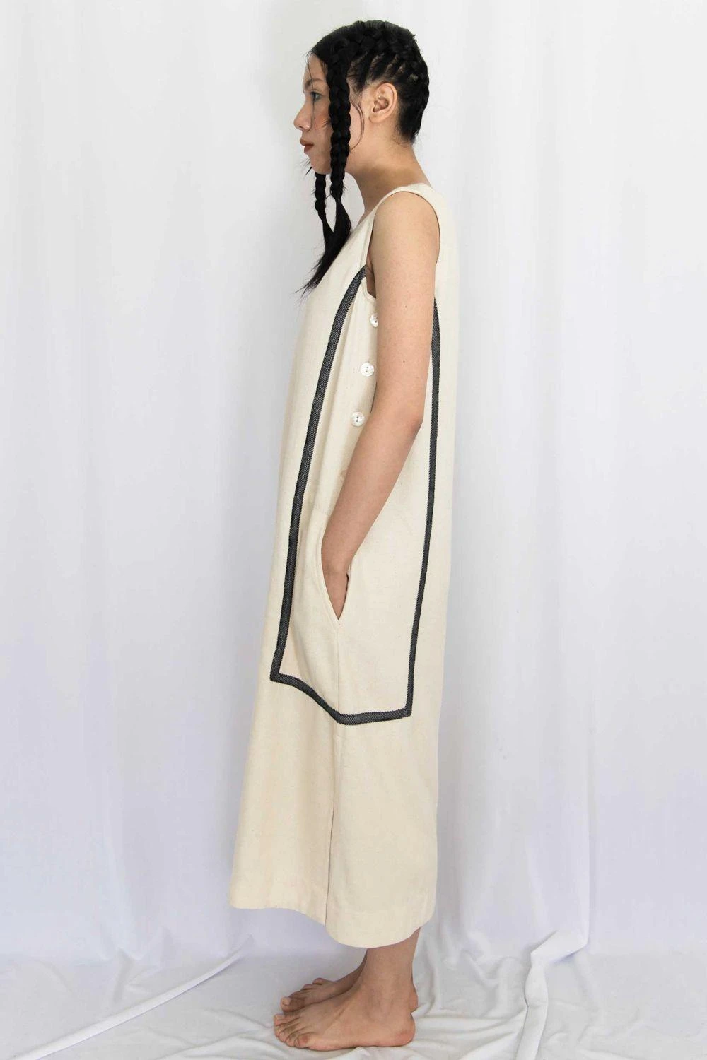 Rias Jaipur Ecru Cotton Denim Dress 2 Rias Jaipur Ecru Cotton Denim Dress - Image 2