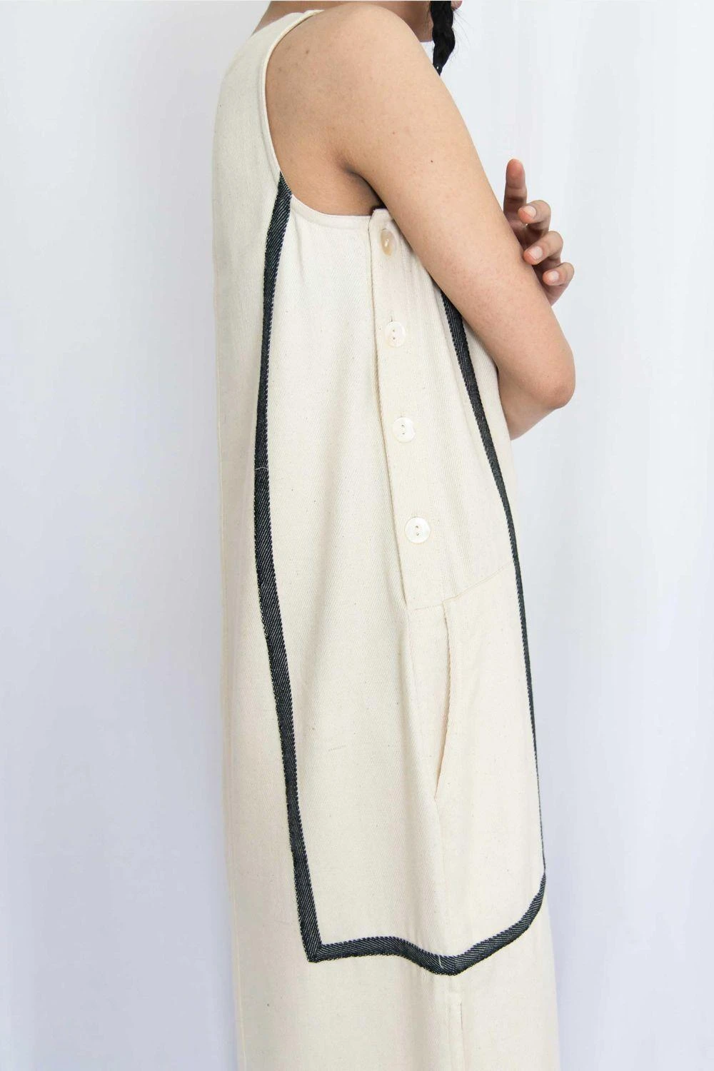 Rias Jaipur Ecru Cotton Denim Dress 3 Rias Jaipur Ecru Cotton Denim Dress - Image 3