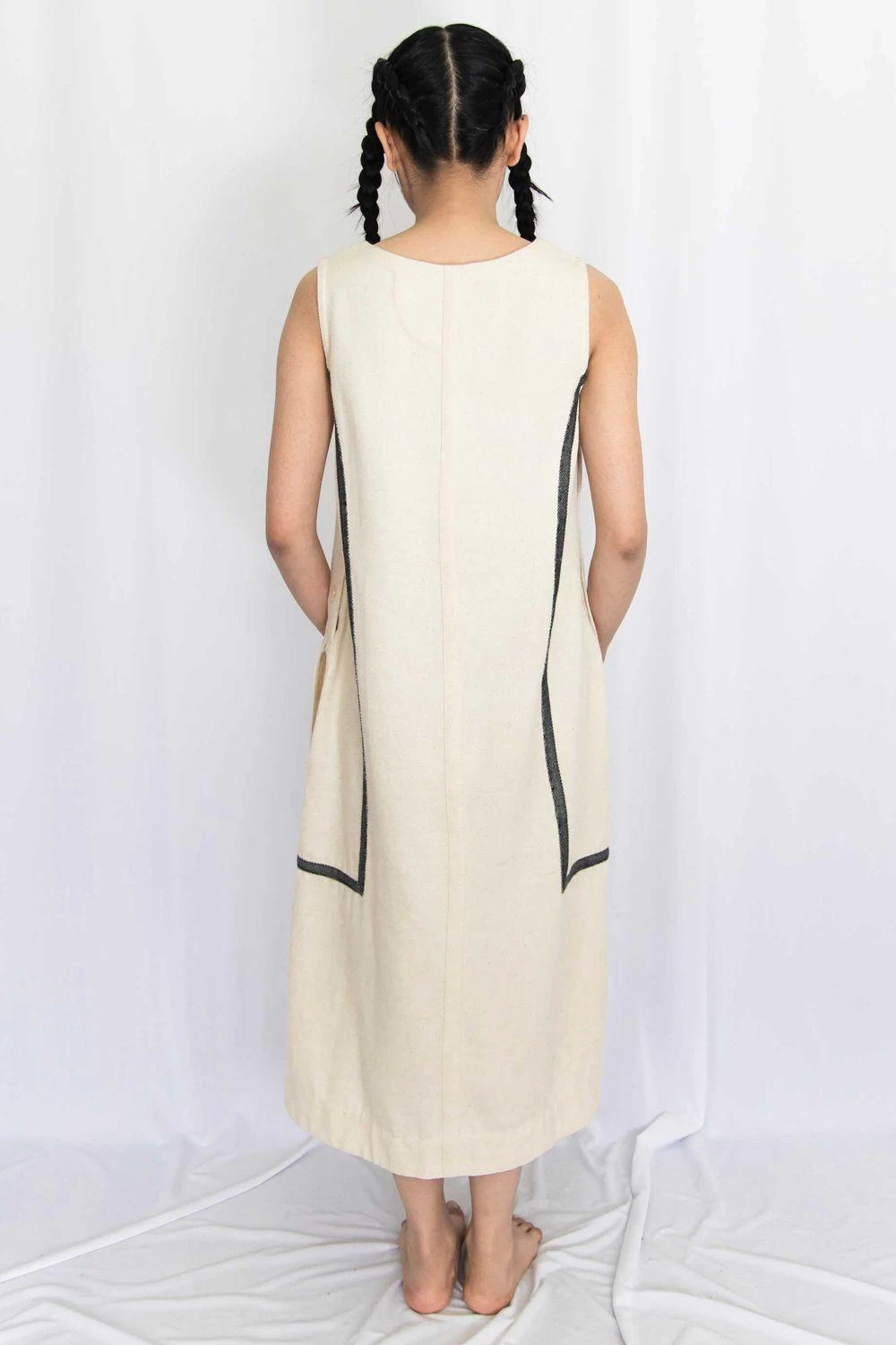 Rias Jaipur Ecru Cotton Denim Dress 6 Rias Jaipur Ecru Cotton Denim Dress - Image 6