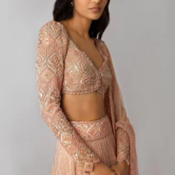 Ritika Mirchandani Peach Hand Embroidered Lehenga Set -Cheap Drapvera Store rm 02 20 010 3