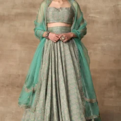 Ridhi Mehra Feroja Turquoise Paisley Printed Lehenga Set