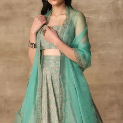Ridhi Mehra Feroja Turquoise Paisley Printed Lehenga Set 6 Ridhi Mehra Feroja Turquoise Paisley Printed Lehenga Set -Cheap Drapvera Store rmwd 24 3