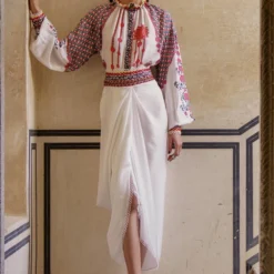 Rajdeep Ranawat Draped Satin Skirt With Embellished Belt 6 Rajdeep Ranawat Draped Satin Skirt With Embellished Belt -Cheap Drapvera Store rr20777 3