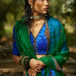 Medha Peacock Blue Panelled Lehenga Set -Cheap Drapvera Store s22 l blu 4