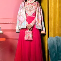 Siddhartha Bansal Pink Floral Printed Turtle Neck Top