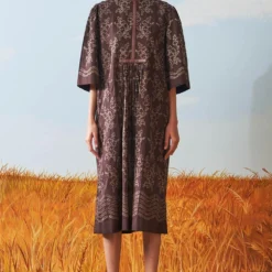 Ikai Brown Shibori Dyed Dress