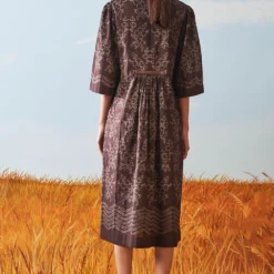 Ikai Brown Shibori Dyed Dress -Cheap Drapvera Store sh csd 2104b 3