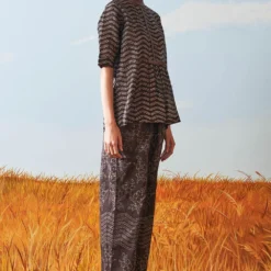 Ikai Chanderi Silk Top With Leather Details -Cheap Drapvera Store sh css 2102 3