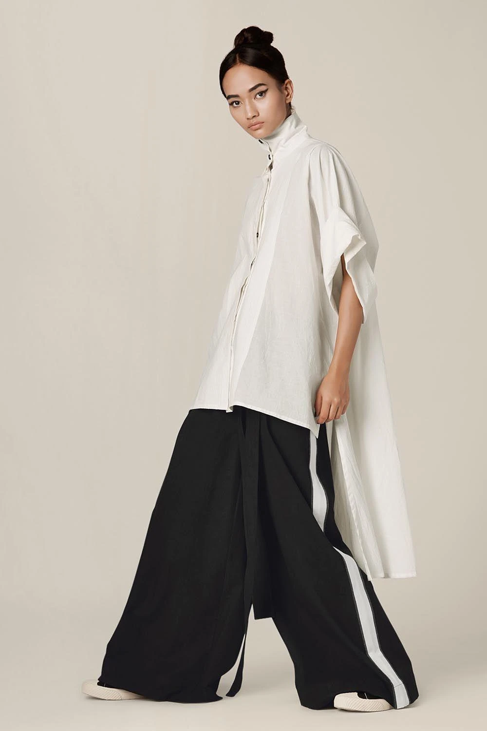 Chola High Low Shirt With Dropped Sleeves & High Collar 2 Chola High Low Shirt With Dropped Sleeves & High Collar - Image 2