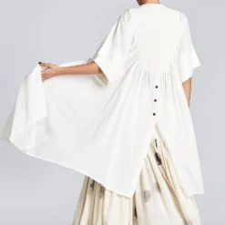 Chola White Drop Shoulder Asymmetric Top -Cheap Drapvera Store sh0124c 3