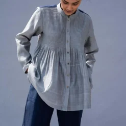 SWGT Slate Grey Shirt With Pintuck Details