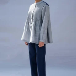 SWGT Slate Grey Shirt With Pintuck Details -Cheap Drapvera Store sh2 b1 4