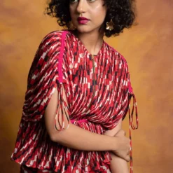 Saaksha & Kinni Red Checkered Kaftan Style Top -Cheap Drapvera Store sk 229sk8 4