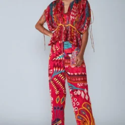 Saaksha & Kinni Pink Micro Pleated Kaftan Top