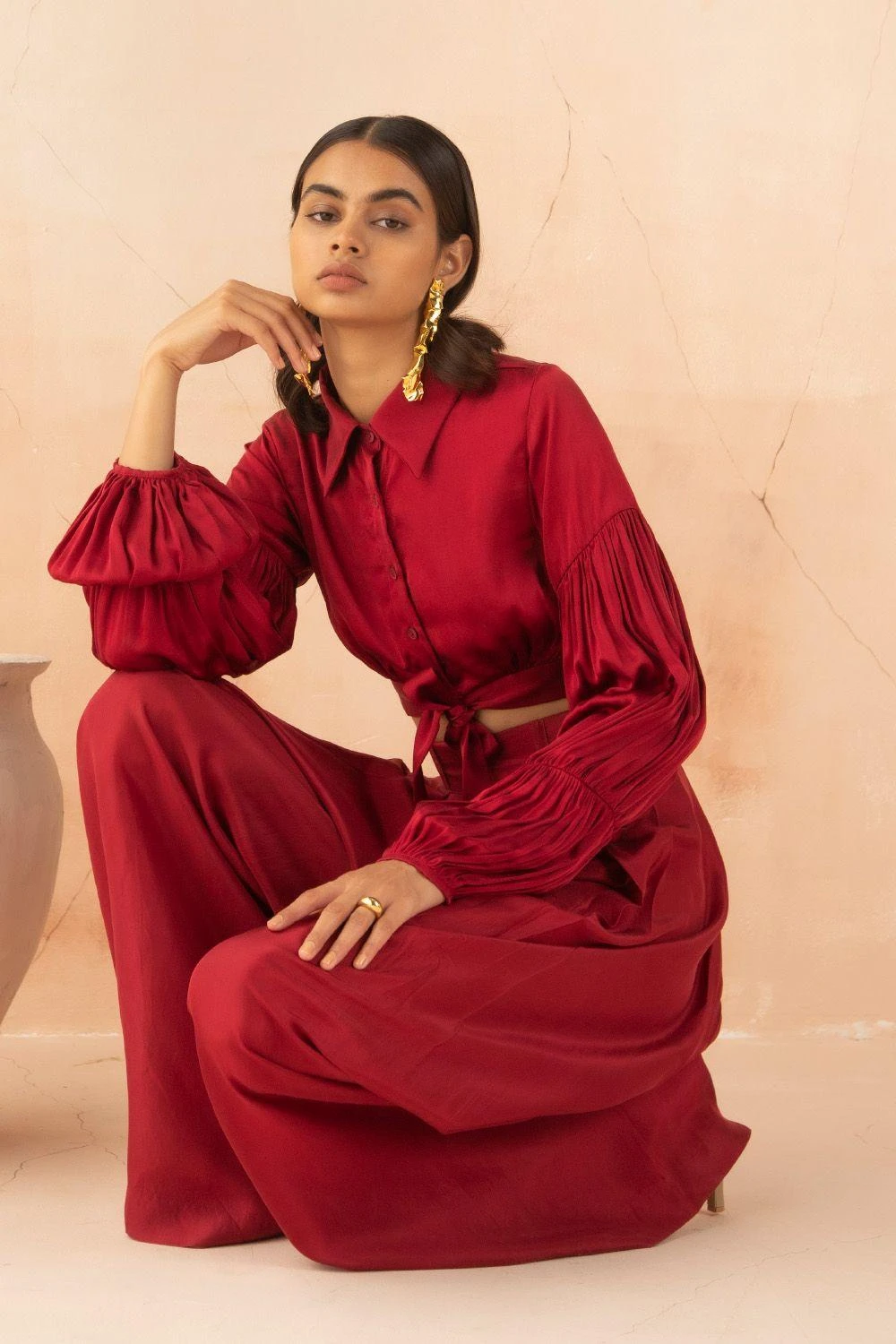 APZ Cranberry Silk Pants 2 APZ Cranberry Silk Pants - Image 2