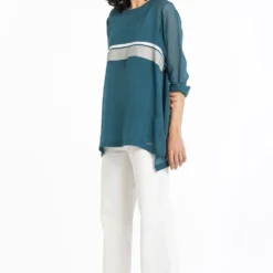 Three Organza Striped Top