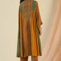 Sunira Designs Green & Yellow Pintuck Pleated Dress -Cheap Drapvera Store ss2114 4