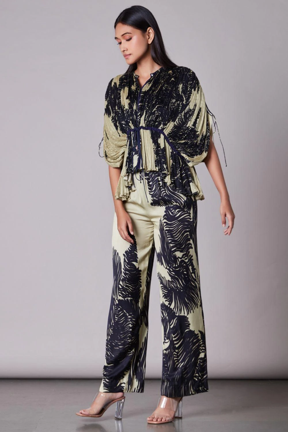 Saaksha & Kinni Scratch Printed Satin Trousers 1 Saaksha & Kinni Scratch Printed Satin Trousers