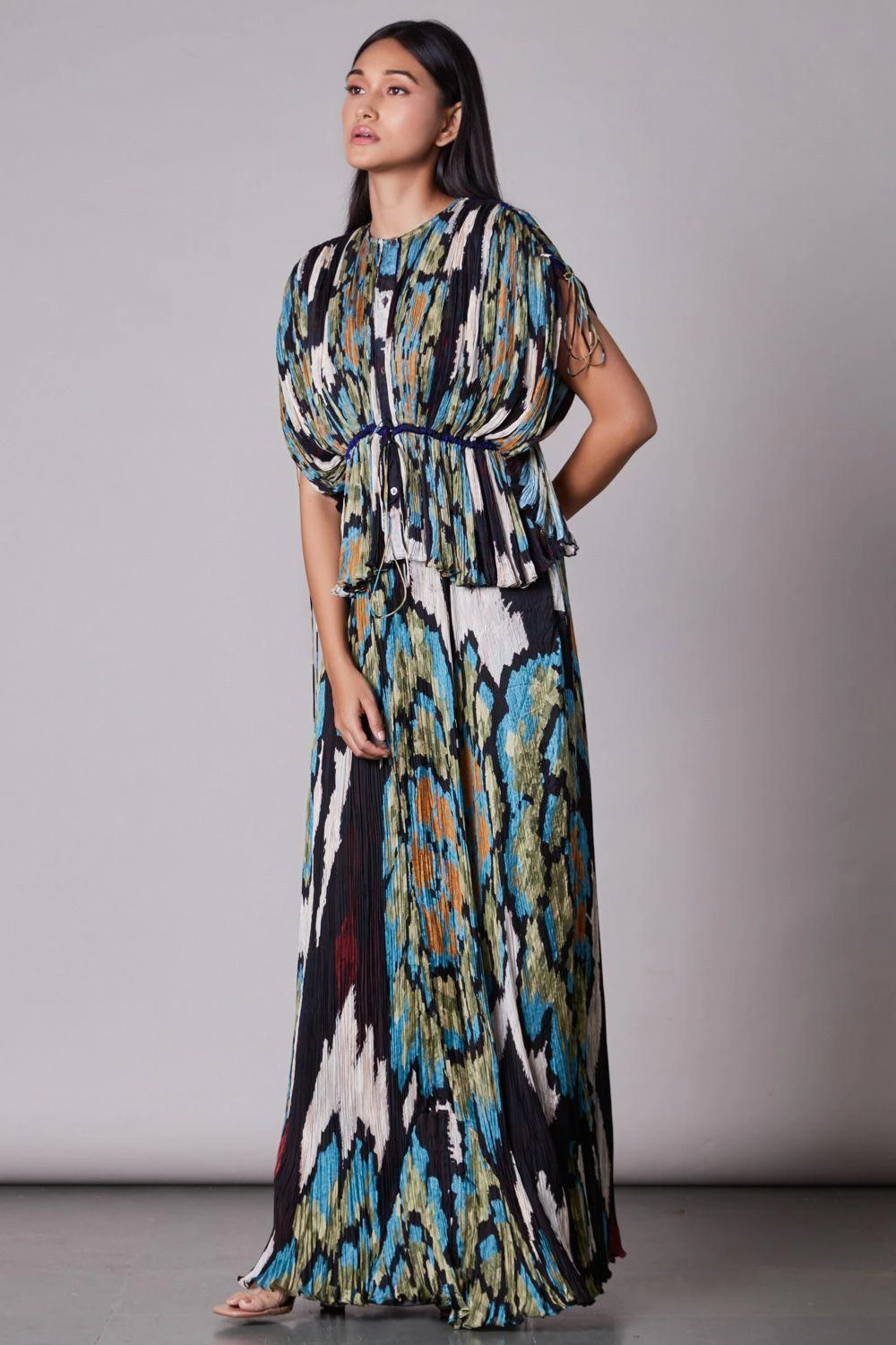 Saaksha & Kinni Ikat Printed Micro Pleated Skirt 1 Saaksha & Kinni Ikat Printed Micro Pleated Skirt