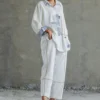 Sunira Designs White Hand Spun Cotton Kimono Shirt