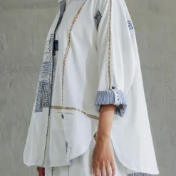Sunira Designs White Hand Spun Cotton Kimono Shirt 7 Sunira Designs White Hand Spun Cotton Kimono Shirt -Cheap Drapvera Store sun0601 3