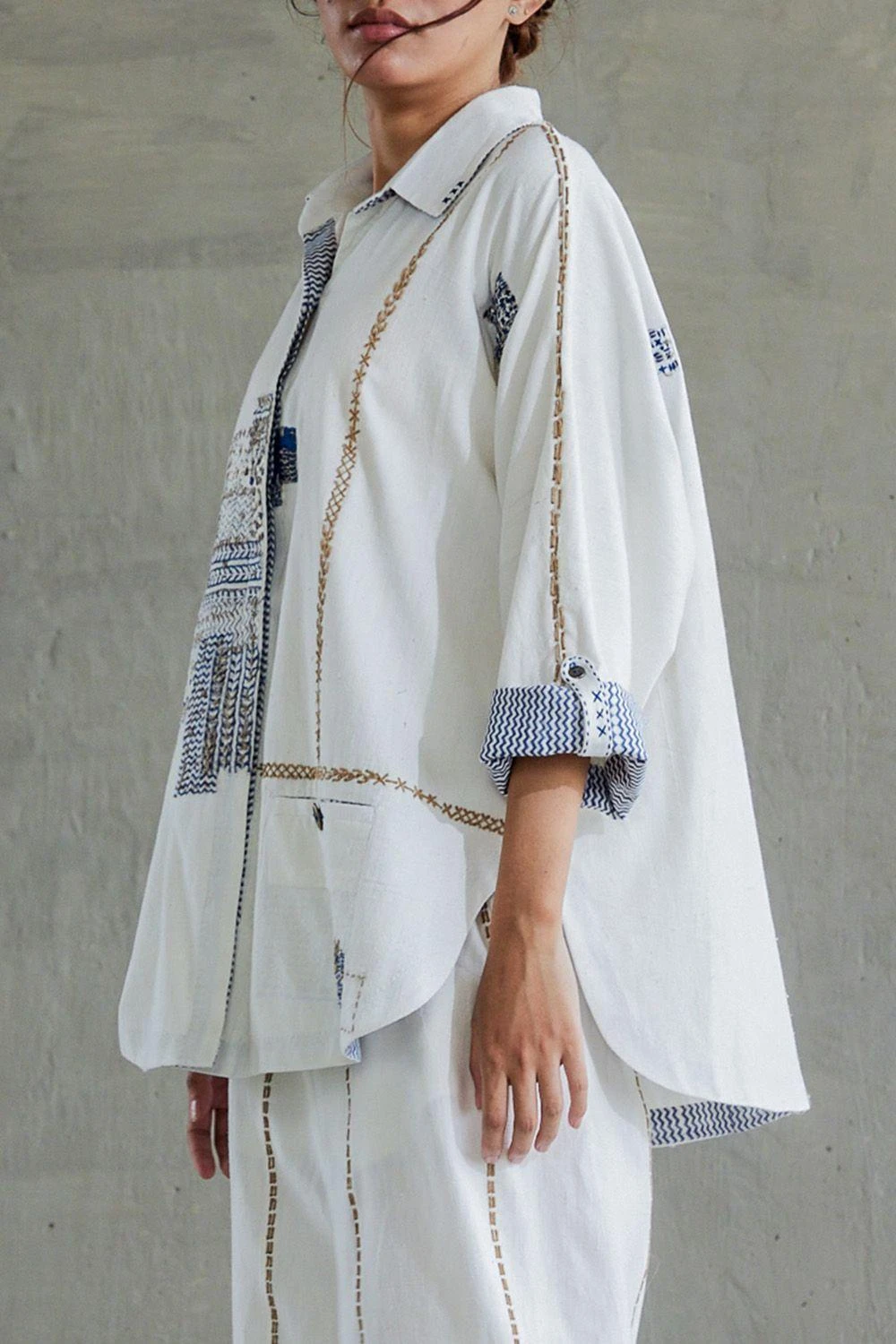 Sunira Designs White Hand Spun Cotton Kimono Shirt 3 Sunira Designs White Hand Spun Cotton Kimono Shirt - Image 3