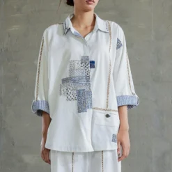 Sunira Designs White Hand Spun Cotton Kimono Shirt 8 Sunira Designs White Hand Spun Cotton Kimono Shirt -Cheap Drapvera Store sun0601 4