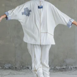 Sunira Designs White Hand Spun Cotton Kimono Shirt 9 Sunira Designs White Hand Spun Cotton Kimono Shirt -Cheap Drapvera Store sun0601 5