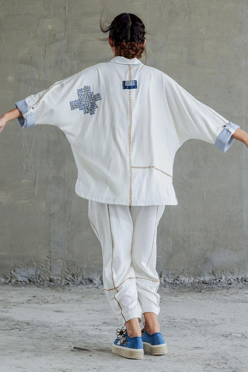 Sunira Designs White Hand Spun Cotton Kimono Shirt 5 Sunira Designs White Hand Spun Cotton Kimono Shirt - Image 5