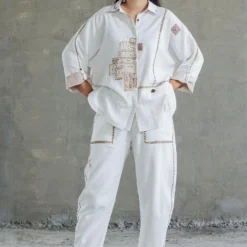 Sunira Designs White Hand Spun Cotton Shirt