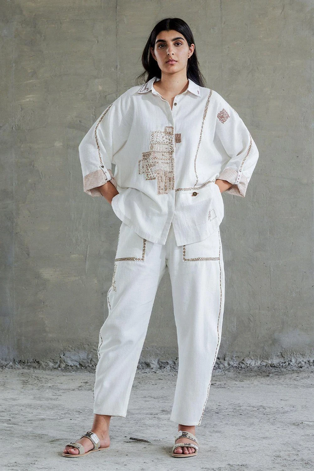 Sunira Designs White Hand Spun Cotton Shirt 1 Sunira Designs White Hand Spun Cotton Shirt