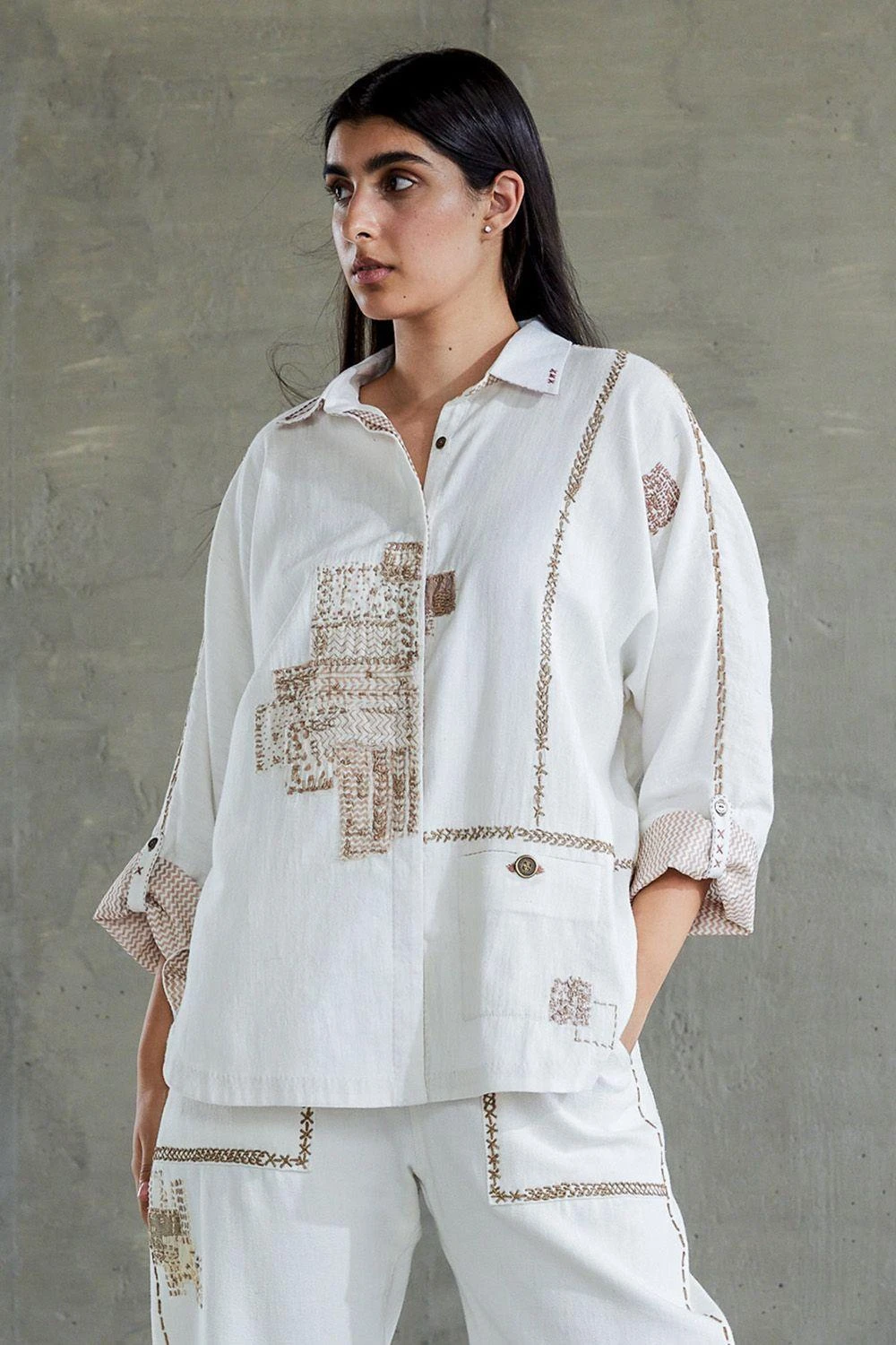Sunira Designs White Hand Spun Cotton Shirt 2 Sunira Designs White Hand Spun Cotton Shirt - Image 2