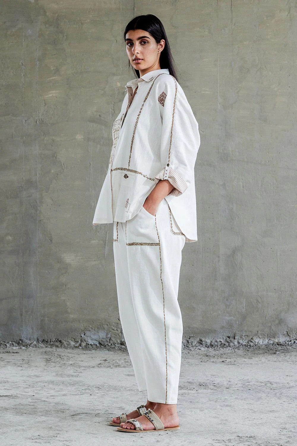 Sunira Designs White Hand Spun Cotton Shirt 3 Sunira Designs White Hand Spun Cotton Shirt - Image 3